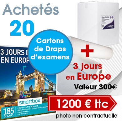 20 cartons de draps d'examen pas cher à 1200 € TTC + 3 jours en Europe 20 cartons de draps d'examen pas cher à 1200 € TTC + 3 jours en Europe